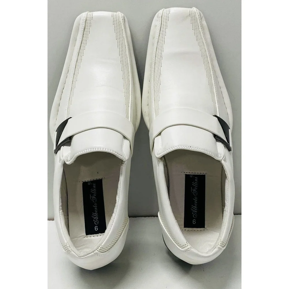 Alberto Fellini Men's White Leather Dress Shoes Made‎ In Italy Size 9 M Italy